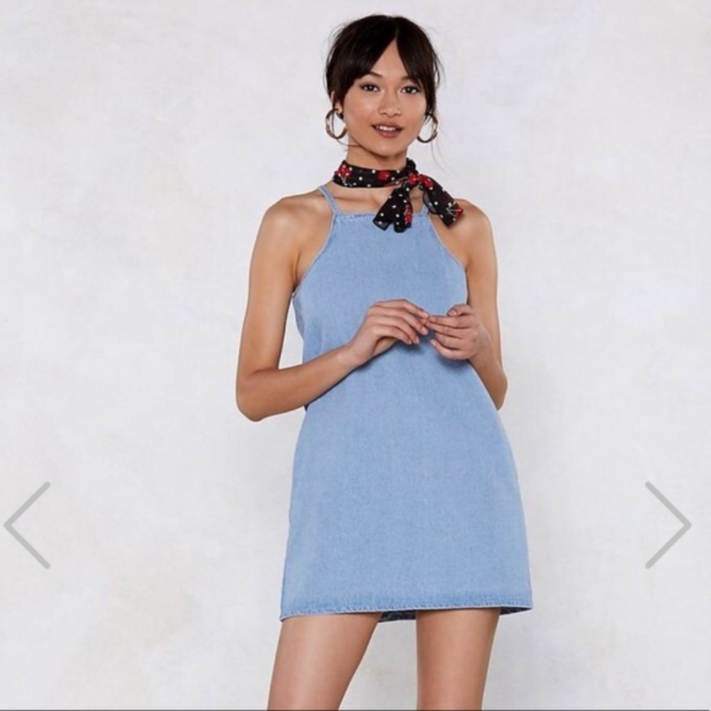 NASTY GAL Chambray Shift Mini Tank Dress